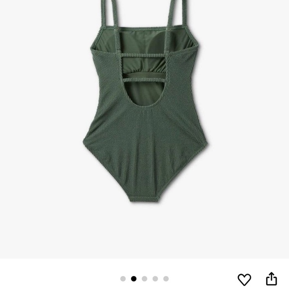 NWT Kona Sol Olive Women's Textured Square Neck One-Piece Swimsuit - Picture 10 of 10